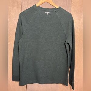 Goodfellow Vintage Texture Green Long Sleeve Tshirt M Cotton blend